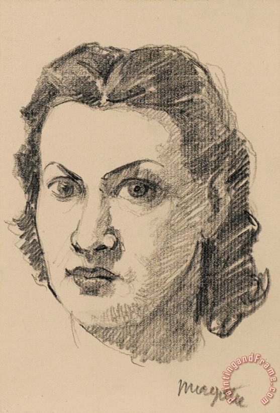 rene magritte Portrait D'irene Hamoir. Dessin Original, Signe[vers 1947 1948] Art Painting